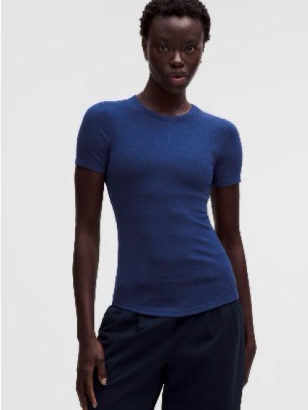 Lululemon clubhouse blue hold tight  Ribbed Short-Sleeve Top in Blue